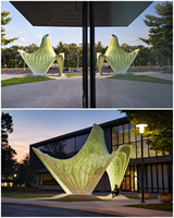 Pavillon paysager métallique incurvé sur mesure, sculpture creuse paramétrique à dégradé pour parc, place publique, université, complexe hôtelier