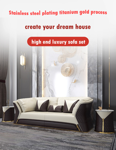 Meja Tengah Meja Kopi Marmer Bulat Putih dan Set Sofa Kulit Asli Furnitur Ruang Tamu Sofa Ruang Tamu Atas Modern - Product Image 2