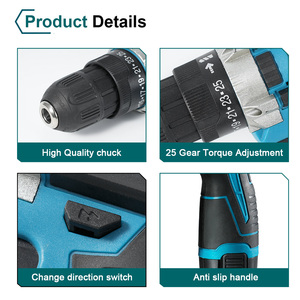 <strong>Cordless</strong> <strong>Battery</strong> Operated Mini Impact <strong>Drill</strong> 30mm Keyless 1/2 Chuck Two-Speed Professional Grade Compact OEM <strong>12V</strong> Electric Tool - Product Image 5