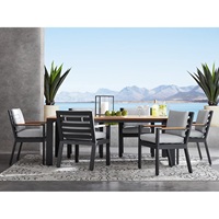 Ensemble de salle à manger d'extérieur, table à manger longue avec 6 chaises, ensemble de salle à manger de luxe pour terrasse extérieure