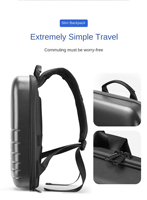Sac à dos d'ordinateur portable unisexe grand format, résistant à la compression, coque rigide en PU, imperméable, multifonctionnel, pour les déplacements professionnels
