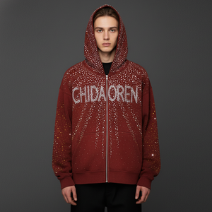 Nhà Sản Xuất Tùy Chỉnh Y2K Quá Khổ Baggy Áo & Áo Pháp Terry 480gsm Boxy Phù Hợp Đầy Đủ Rhinestone Zip Áo - Product Image 3