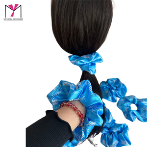 MUYANG Nouveauté : Chouchous Élastiques en Satin Colorés pour Femmes – Chouchous Bleus en Polyester/Coton - Product Image 6