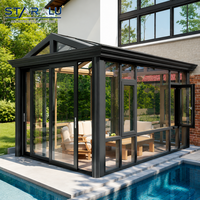 Kit Aluminium Sunnyjoy Sunroom dengan Panel Kaca Pengaman Temper untuk Taman Musim Dingin, Area Hiburan dan Relaksasi Empat Musim