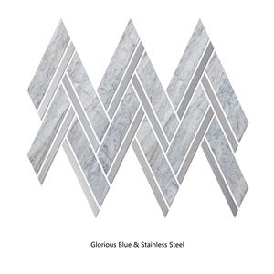 <span class=keywords><strong>Carrelage</strong></span> de mosaïque vintage en marbre poli, rayures naturelles, en laiton <span class=keywords><strong>bleu</strong></span> or, pour mur - Product Image 3