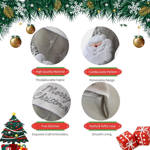 Chaussettes de Noël grises de 18 pouces, personnalisées avec <span class=keywords><strong>Père</strong></span> Noël et Bonhomme de neige, pour décorations familiales, très vendues - Product Image 4