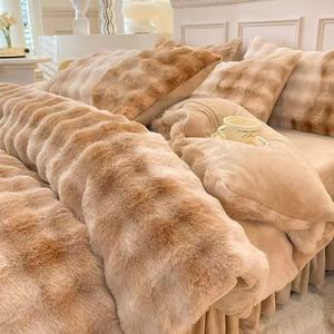 100% Polyester Modern Microfiber Rabbit Fur Bedding 3PCS <strong>Comforter</strong> <strong>Set</strong> - Product Image 1