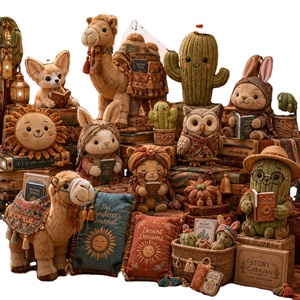 Ensemble de peluches OEM Desert Caravan, figurines en peluche chameau, renard du désert, cactus, soleil - Product Image 1