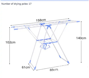 Oem ODM cánh có thể gập lại chủ sở hữu giặt khô giá giặt dòng khô đường sắt Giá quần áo airer - Product Image 6
