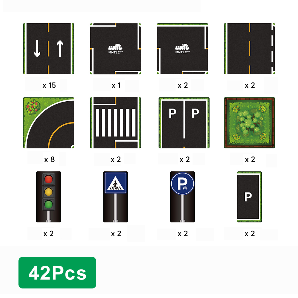 ชุดธีมการจราจรบนแม่เหล็ก42ชิ้น