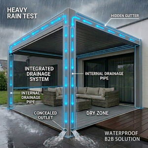 Pérgola de Aluminio para Todo Clima con Persianas de Privacidad, Ventanas Motorizadas Eléctricas, Pantalla Cortavientos para Balcón, <span class=keywords><strong>Terraza</strong></span> y Patio Trasero - Product Image 3