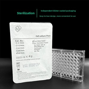 แผ่นเพาะเลี้ยงเซลล์ปลอดเชื้อ STEEMA แบบ 6, 12, 24, 48, <span class=keywords><strong>96</strong></span> หลุม แผ่นเพาะเลี้ยงเซลล์แบบยึดเกาะ TC ปราศจากเอนไซม์ ปราศจากสารก่อไข้ ไม่มีสารก่อพิษ ไม่มีวัสดุตกค้าง แบบไม่มีฐาน - Product Image 1