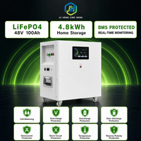 Batterie au lithium fer phosphate empilable 48V 100Ah 4,8 kWh pour stockage d'énergie solaire, alimentation de secours domestique, cycle profond, 6000 cycles, OEM