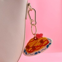 Groothandel Cartoon Acryl Sleutelhanger Bedel Fruit Bloem Golfkar Design Tas Charm Mode Metalen Karabijnhaak Sleutelring