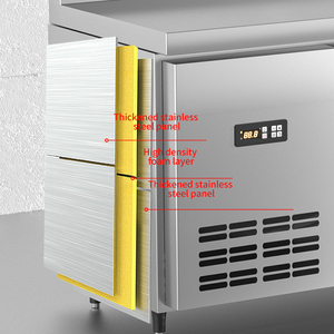 <span class=keywords><strong>Frigorifero</strong></span> Chiller Sottobanco <span class=keywords><strong>a</strong></span> Gas <span class=keywords><strong>a</strong></span> Due Porte con Cassetto Congelatore, Vetrina Espositiva per Ghiaccio, Pizza e Insalata, Stile Americano ad Alta Capacità - Product Image 4