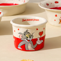 Ensemble de vaisselle de haute qualité, festif, mignon, en céramique, bol rond, assiette, ensemble de vaisselle Tom et Jerry avec boîte cadeau