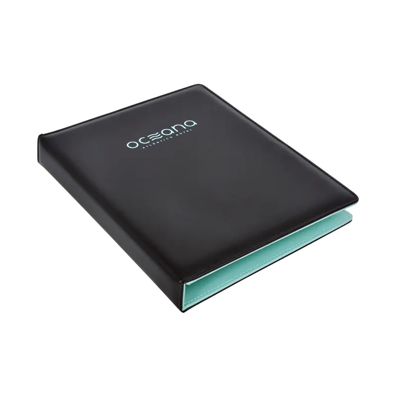 custom check in brochure folders cover with pockets black a5 pu document a4 sleeve paper file leather folders with logo