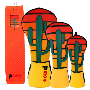 Accessoires de golf populaires : Housses de tête de club de golf en cuir PU <span class=keywords><strong>pour</strong></span> <span class=keywords><strong>driver</strong></span> en bois, et Entraîneur de grip de golf Jacquard - Product Image 1