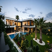 Conception de villa préfabriquée moderne sur mesure, service architectural, plan de maison à 6 chambres et 3 étages avec salle de cinéma