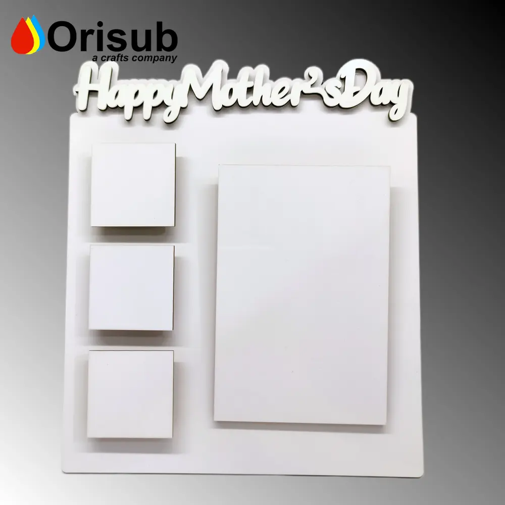 Personalized glossy white MDF happy mother s day plaque blank sublimation two layers MOM photo panel for Mother s day