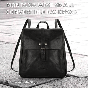 Montana West Women's <b>Small</b> Casual Polyester <b>Backpack</b> with Zipper Convertible Crossbody Bag for Travel Work Black Hand Wash Only - Product Image 2