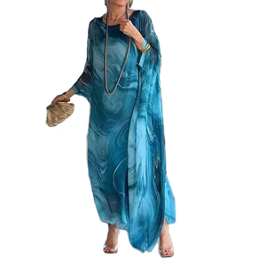 Robe Abaya décontractée et élégante pour femme, collection Printemps-Été 2025, en polyester respirant, imprimé animal, manches longues, longueur cheville, coupe ample - Product Image 1