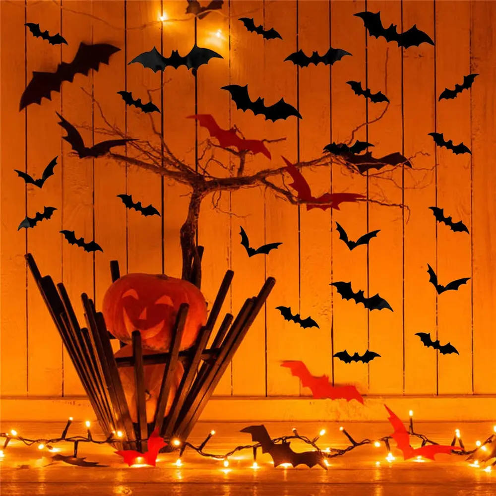 Halloween Decoration 3D Black PVC Bat Halloween Party DIY Decor Bar Room Halloween Party Scary Decos Props Wall Sticker