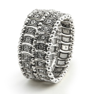 Thời Trang Phụ Nữ Một Hàng Hai Hàng Strand Kim Loại Vòng Đeo Tay Hợp Kim Vuông Inlay Với Rhinestone Tinh Thể Đàn Hồi Vòng Đeo Tay - Product Image 3