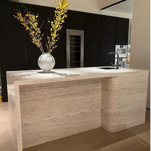Losas de Mármol Travertino Beige Premium para Cocina, Isla de Salón, Encimera Personalizable, Mesa de Centro de Piedra de Lujo - Product Image 3