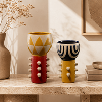 Vase en céramique moderne à motifs géométriques, vase décoratif coloré pour la table du salon, décoration de la maison