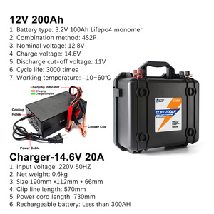 Paquete <span class=keywords><strong>de</strong></span> batería <span class=keywords><strong>de</strong></span> repuesto <span class=keywords><strong>de</strong></span> plomo ácido Lifepo4 <span class=keywords><strong>de</strong></span> ciclo profundo nuevo grado A 12V 200Ah maleta para RV/yate - Product Image 5