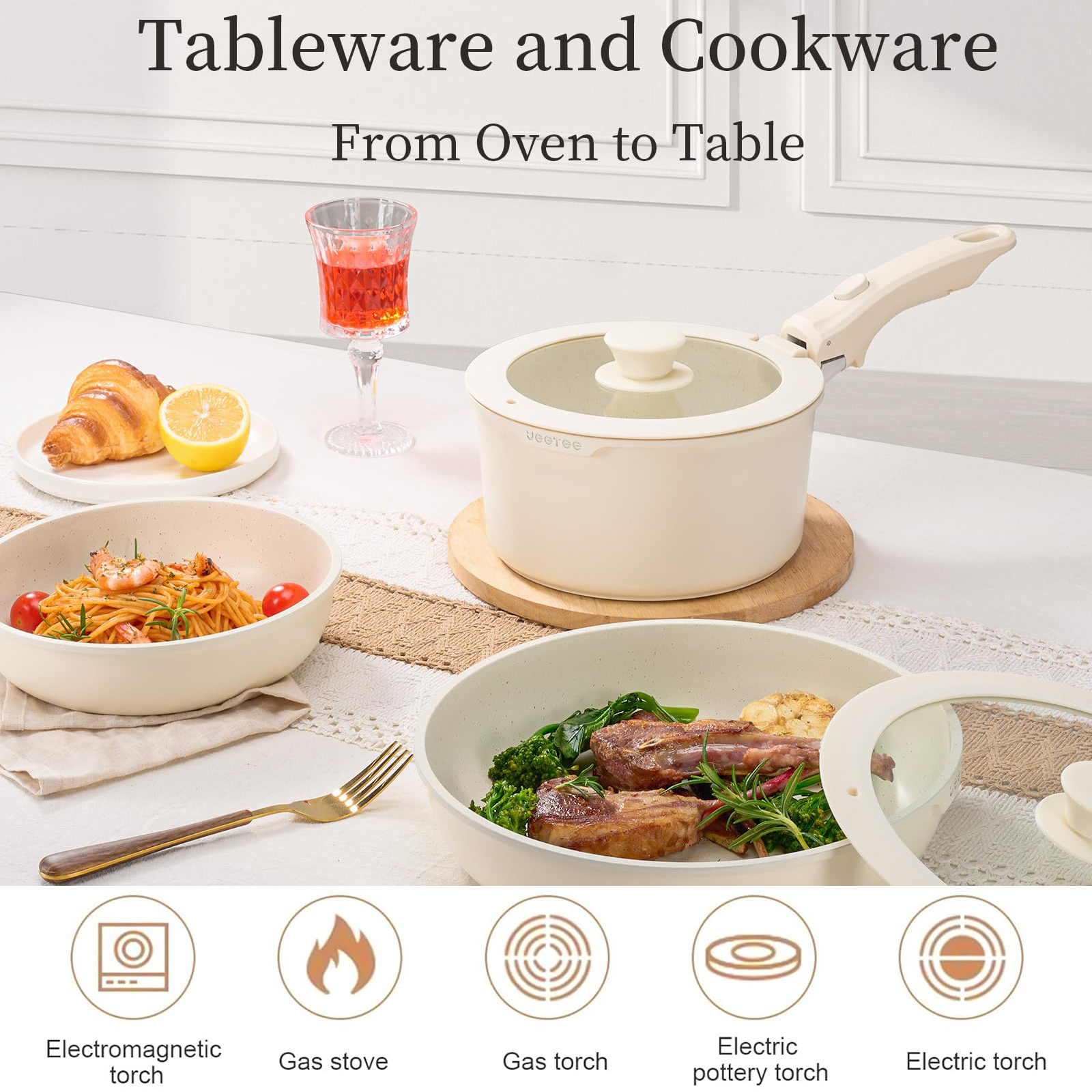 17-Piece High Quality Non-Stick Multi-Purpose Aluminum Alloy Cookware Set Induction Bottom Pot Cover Detachable Handle Frying · image 2