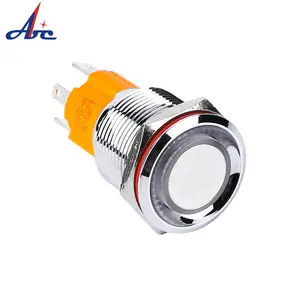 10A ON OFF Switch Waterproof IP65 Vandal Resistant Momentary Latching 16mm LED Light 4Pins Terminal Metal Push Button Switch