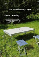 Ensemble table et chaises pliantes en métal, table de marché nocturne portable, style poussé, pour extérieur