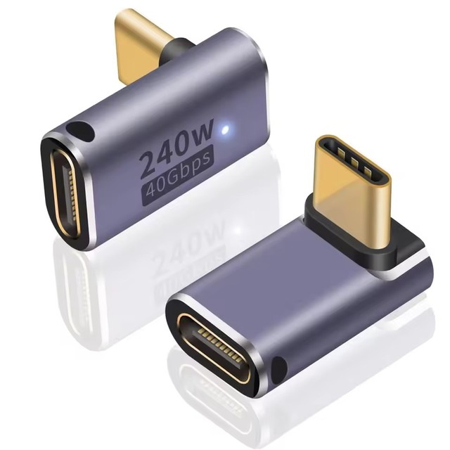 240W USB 4 C 90 Degree Adapter Up Down Angle Type C Male to USB C Female 40Gbps 8K Connector for Thunderbolt MacBook Laptop