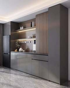 Meuble de bar moderne en verre pour le rangement du vin et des couverts avec table d'appoint, meuble de bar en bois empilable pour le salon de la villa - Product Image 3