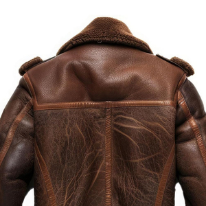 Chaqueta de Piel Auténtica para Hombre con Forro de Borrego, Cierre de Cremallera, Forro de Algodón, Tela de Lona, Colores y Tallas Personalizables, OEM, Primavera - Product Image 3