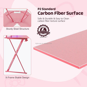 Pembe bilgisayar köşe yazma PC Latop çalışma iş istasyonu PC oyun masası <span class=keywords><strong>L</strong></span> şekilli pembe oyun masaları RGB oyun masaları kızlar için - Product Image 6