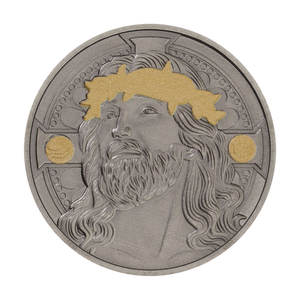 เหรียญพระเยซูชุบทองพร้อมมงกุฎหนามคริสเตียนของที่ระลึกที่ระลึกสำหรับสวดมนต์หรือของขวัญงานฝีมือโลหะทนทาน - Product Image 1