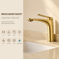 Robinet de lavabo en laiton H3286, monocommande, à poser sur le comptoir, finition or brossé, mitigeur pour lavabo de salle de bain