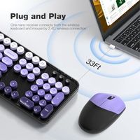 OEM ODM Wireless Keyboard and Mouse Combo Black Purple Colorful 24G Typewriter Style Full Size Cute Keyboard Set