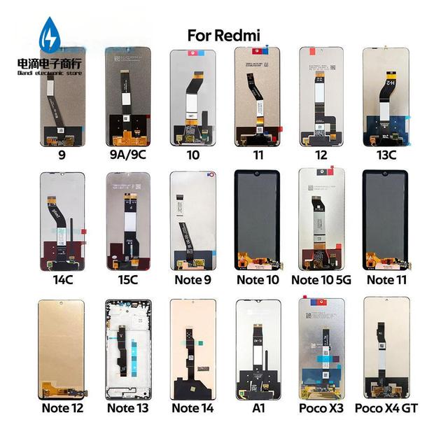 Factory Sales HD+ Mobile Phone Lcds Original Display for Redmi 9A 10 12 13C 14C Note 9 10 5G 11 12 13 Poco M3 Lcd Screen Display