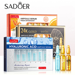 Vente en gros de sérum à la vitamine <span class=keywords><strong>C</strong></span> Sadoer, hydratant, éclaircissant, sérum à l'acide hyaluronique, sérum pour le visage à l'or 24 carats, lot de 2 ml * 7 pièces - Product Image 1