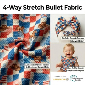 Tissu Liverpool Bullet en mètres, imprimé motif Fête de l'Indépendance 4 juillet, en polyester et élasthanne tricoté, pour nœuds de bébé - Product Image 1