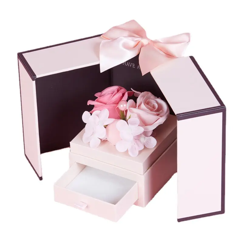 Boîte à fleurs ronde avec Logo personnalisé 50 pièces, coffret carton pour cadeaux, roses simples