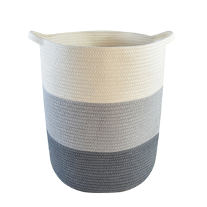 Large Cotton Rope Basket-100% Natural Cotton Rope Storage Basket Set for Laundry Room and Living Room
