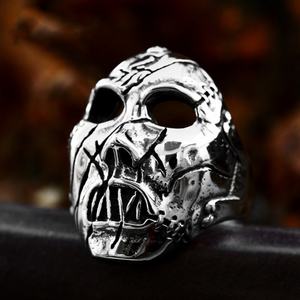 Anillos de motero para hombre estilo Hip-Hop, Anillo de calavera, Joyería y accesorios de motero gótico punk rock, Anillo de máscara de esqueleto Tengu japonés - Product Image 5