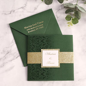 <span class=keywords><strong>Carte</strong></span> <span class=keywords><strong>d</strong></span>'<span class=keywords><strong>invitation</strong></span> <span class=keywords><strong>de</strong></span> <span class=keywords><strong>mariage</strong></span> carrée au laser verte foncée personnalisée, texte estampé <span class=keywords><strong>à</strong></span> chaud avec enveloppe, sceau <span class=keywords><strong>de</strong></span> taille, <span class=keywords><strong>carte</strong></span> <span class=keywords><strong>à</strong></span> trois plis - Product Image 1