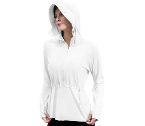 2024 nuevo estilo mujeres protección solar multifuncional elegante piel Sudadera con capucha cordón cintura-adelgazamiento deportes al aire libre chaqueta superior - Product Image 2