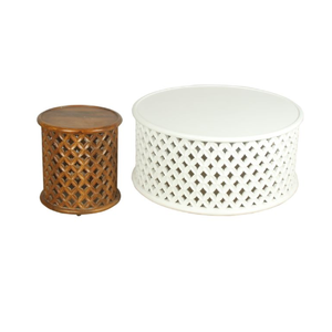 Table basse en bois d'acacia massif de style moderne, sculpture artisanale complexe, écologique, durable, plateau en marbre décoratif, salon - Product Image 6